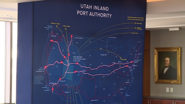 A panel discusses how the Utah Inland Port can be a leader in solving the supply chain crisis Monday in Salt Lake City.