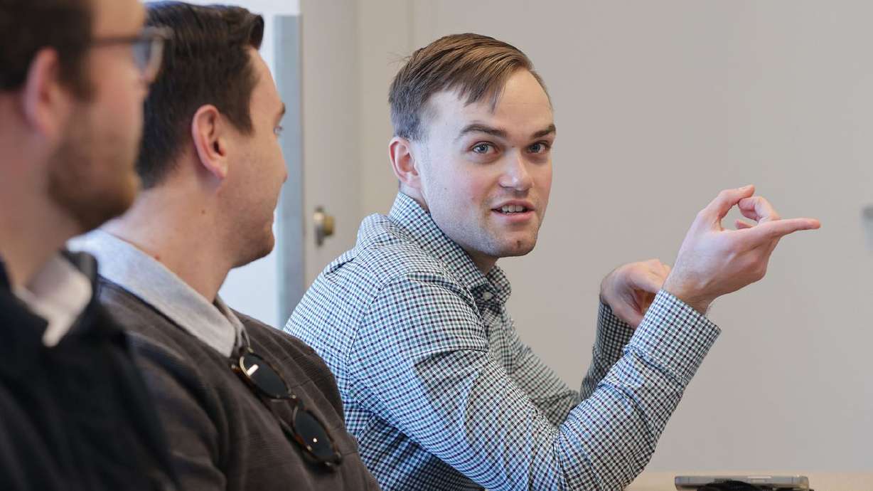 Abraham Bunting speaks as students meet to review applicants for a new $5 million fund at the University of Utah in Salt Lake City on Tuesday.