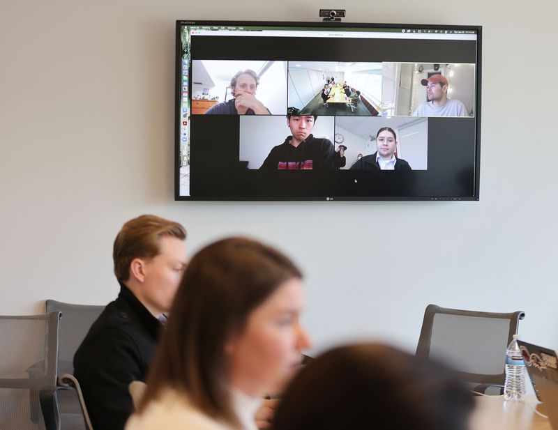 Students meet in person and online to review applicants
for a new $5 million fund at the University of Utah in Salt Lake
City on Tuesday.