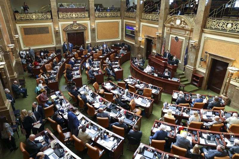 House Speaker Brad Wilson, R-Kaysville, presides over
the House during the 2022 session of the Utah Legislature at the
Capitol in Salt Lake City on Thursday.