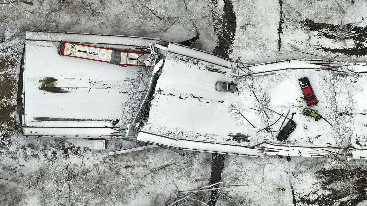 A view of the Fern Hollow Bridge in Pittsburgh that collapsed Friday morning.