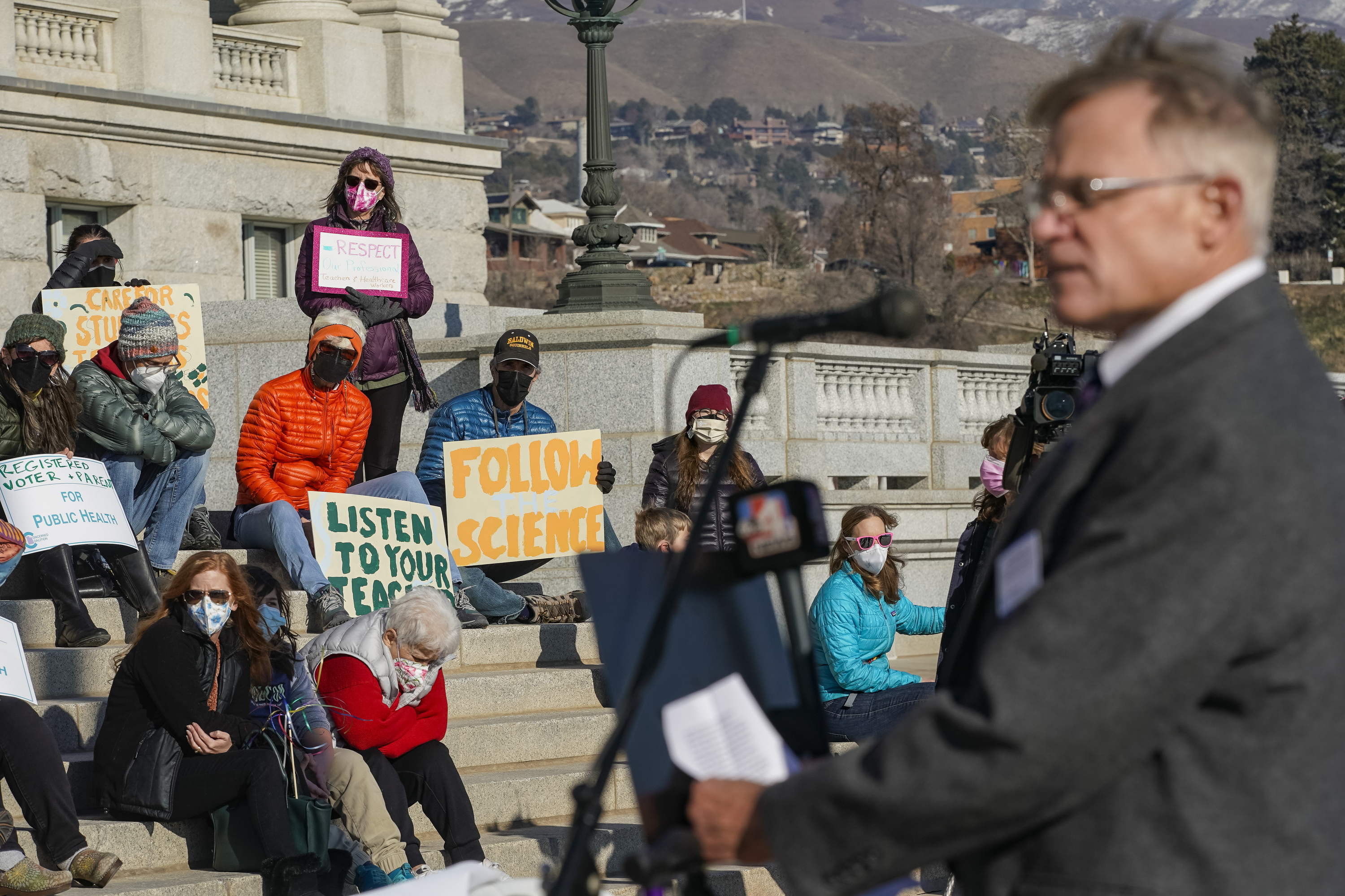 Dr. Marc Babitz, medical director for Health Clinics of Utah, speaks during the Concerned Coalition Public Health Rally at the state Capitol in Salt Lake City on Saturday.