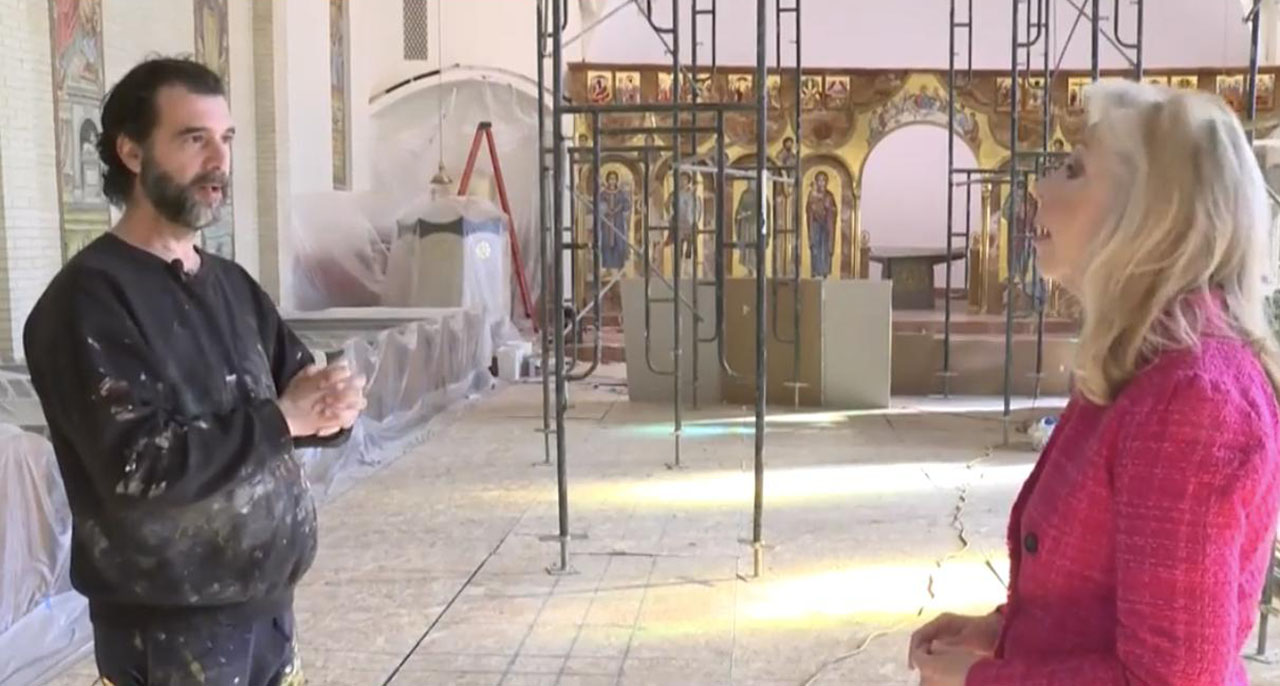 Painting by Dionysios Bouloubassis inside the Prophet Elias Greek Orthodox Church in Holladay, Utah, on Jan. 27.