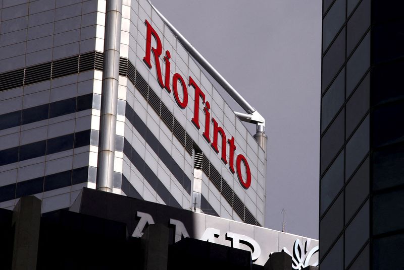 A sign adorns the building where mining company Rio Tinto has their office in Perth, Western Australia, Nov. 19, 2015.