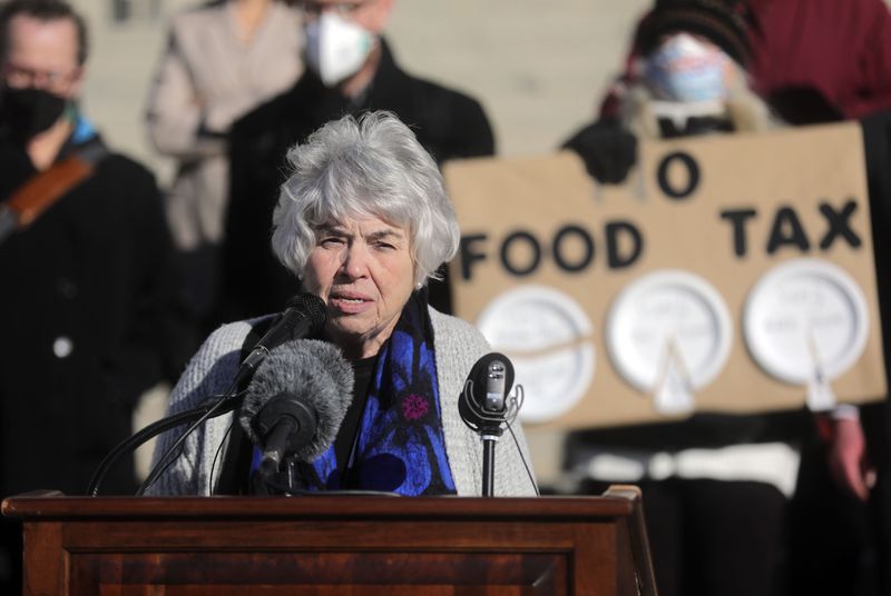Rep. Judy Weeks Rohner, R-West Valley City, talks during a press conference outside of the Capitol in Salt Lake City on Feb. 1, 2022. She is sponsoring a resolution in the 2024 session to honor the state's Salvadoran population, HCR10.
