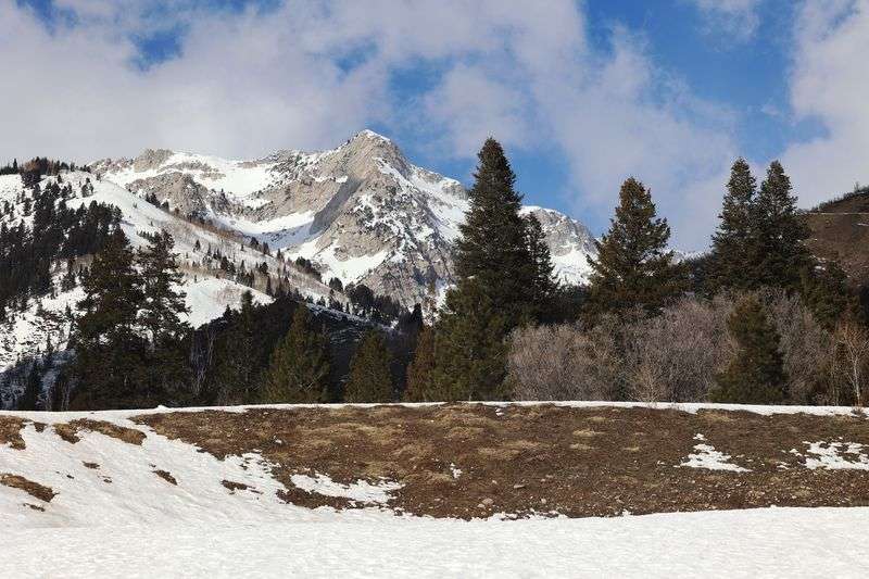 Snow high up on a mountain in American Fork Canyon is
pictured on Tuesday, Feb. 1, 2022.