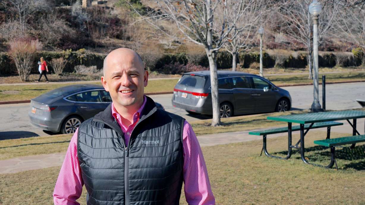 Evan McMullin, who is running as an independent candidate for the U.S. Senate against incumbent Republican Sen. Mike Lee, poses in Memory Grove Park in Salt Lake City on Monday. Campaign finance filings detailing the final three months of last year show McMullin raised more than $1 million, which is almost double Lee's haul.