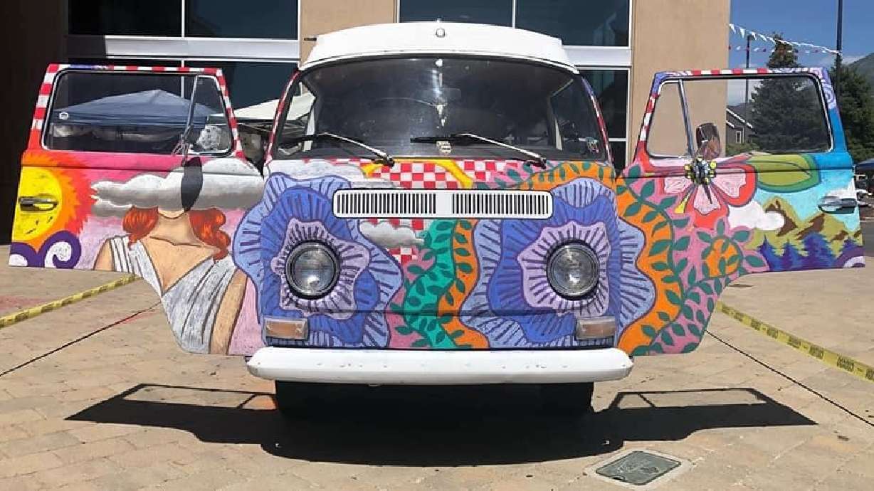 Jonathan Sherman's 1969 VW Chalk Bus wears a major art project. Sherman, who lives in American Fork, made the bus into an interactive mobile art project after his 12-year-old daughter drew on the black-primered VW several years ago.