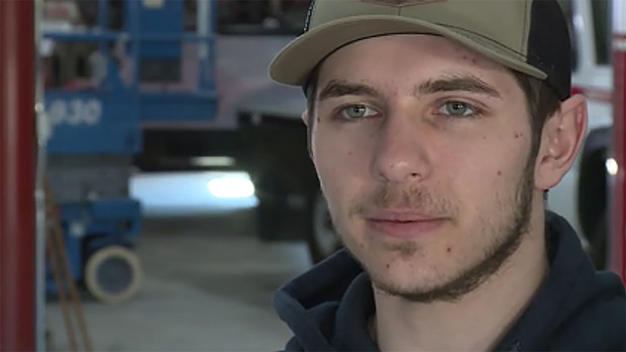 Corbin Twiss is shown in Preston, Idaho. He donated a drying rack to help protect the health of firefighters in Franklin County.