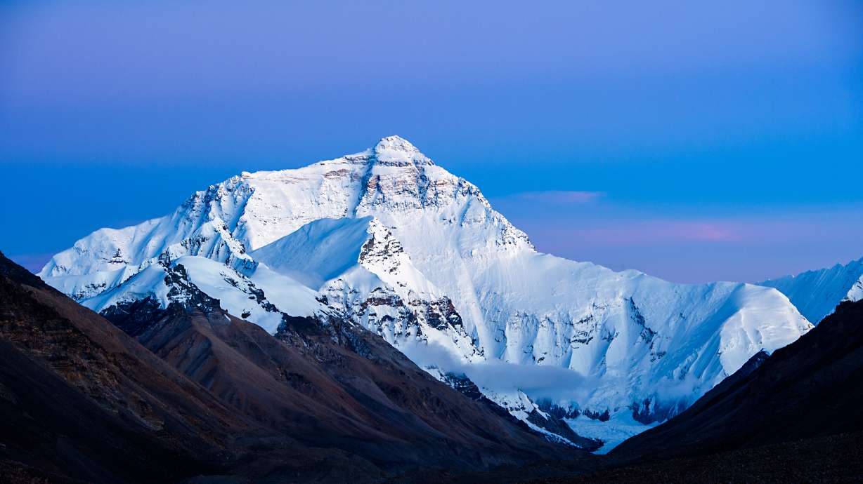 Mount Qomolangma, or Mount Everest, is pictured on August 29, 2020, in Shigatse, Tibet Autonomous Region of China.