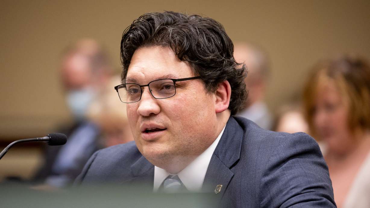 Rep. Ryan Wilcox, R-Ogden, presents his bill, HB171, in a meeting of the House Law Enforcement and Criminal Justice Committee at the Capitol in Salt Lake City on Thursday. The bill would prohibit the use of deceptive interrogation techniques against minors.