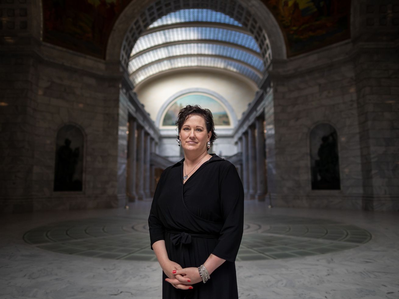 Sharon Weeks poses for a portrait at the Capitol in Salt Lake City on Sept. 15, 2021. Weeks’ sister, Brenda Lafferty, and Brenda’s 15-month-old daughter, Erica, were killed by brothers Ron and Dan Lafferty, Brenda’s brothers-in-law, in 1984.