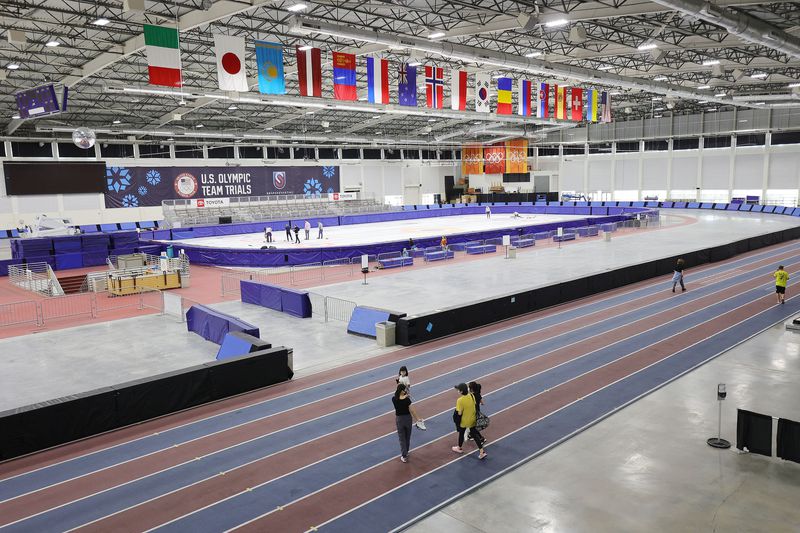 Curlers compete at the Utah Olympic Oval in Kearns on
Thursday, June 17, 2021.