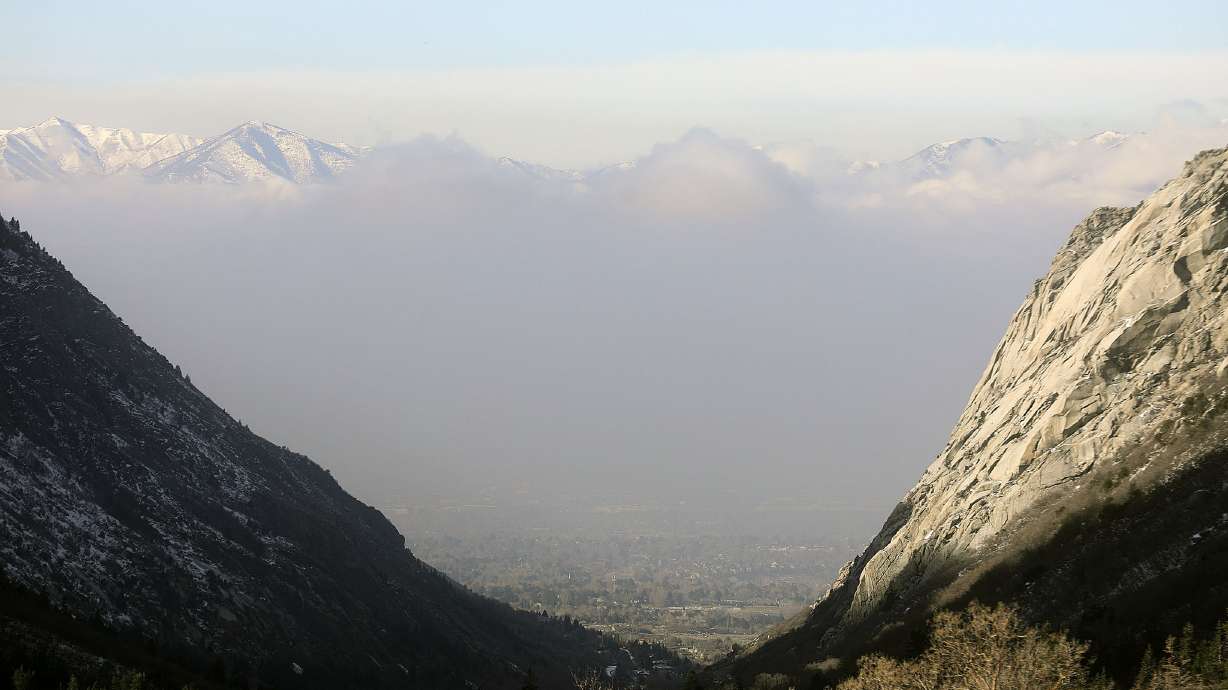 Smog blankets the Salt Lake Valley during an inversion, as seen from Little Cottonwood Canyon on Jan. 20. Utah posted its third-driest January on record this year, according to data released Tuesday. Inversion conditions are expected to remain in Utah this week before the possibility of storms returns to close out this month.