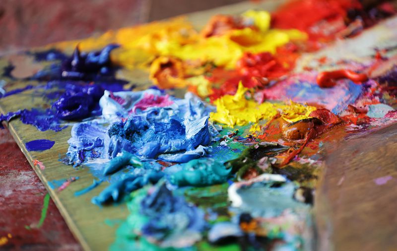 A painter’s pallet used by Jason Dickerson, a
multimedia artist, is pictured at the historic Guthrie Building in
Salt Lake City on Feb. 4.
