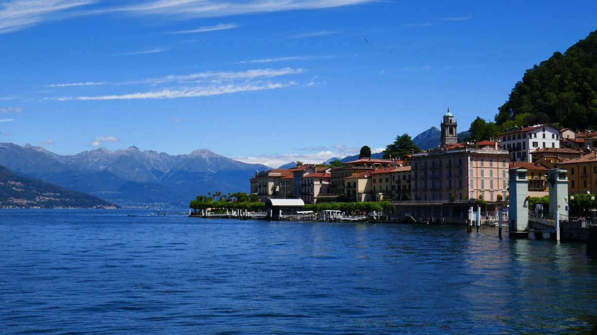 Lake Como in northern Italy. This Italian village will fine tourists with bare chests or in swimwear.