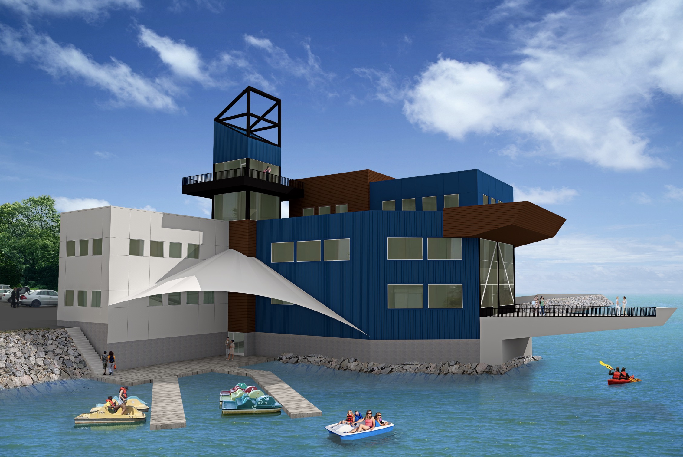 A mock-up of a potential Great Salt Lake state park visitors center. One budget proposal would set aside money for a new visitors center, replacing the current triple-wide trailer center.