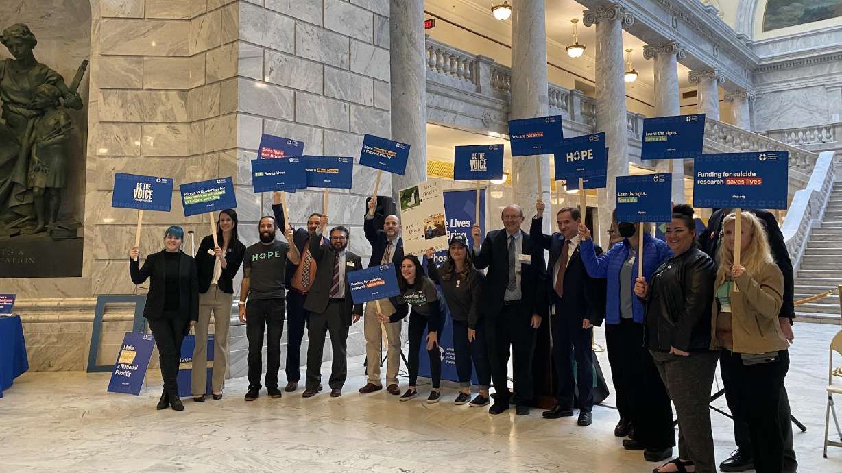 Advocates and lawmakers attend the first annual suicide prevention rally at the Utah Capitol on Tuesday.