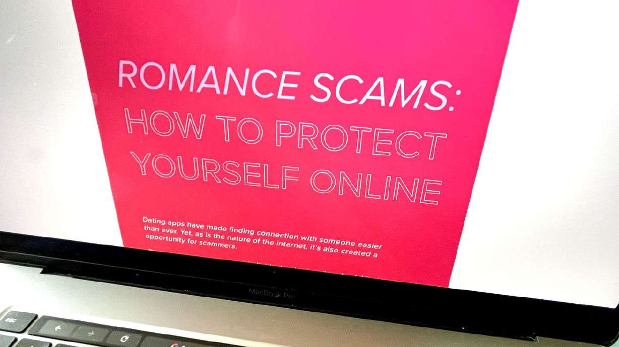 Tinder’s website, which includes advice on how to protect yourself from romance scams, is photographed on Thursday.