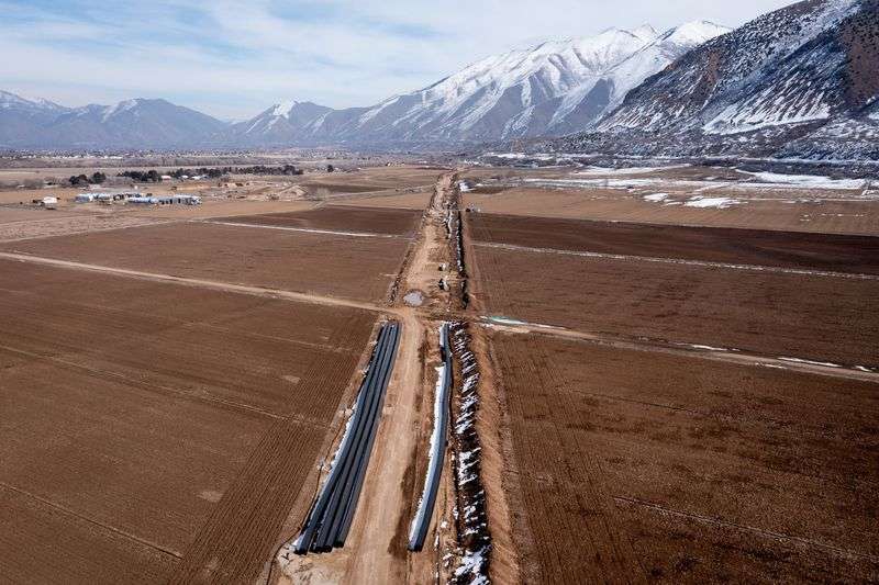 The route of the Spanish Fork Canyon – Santaquin
Pipeline, a part of the Central Utah Project, is pictured in
Spanish Fork on Thursday.