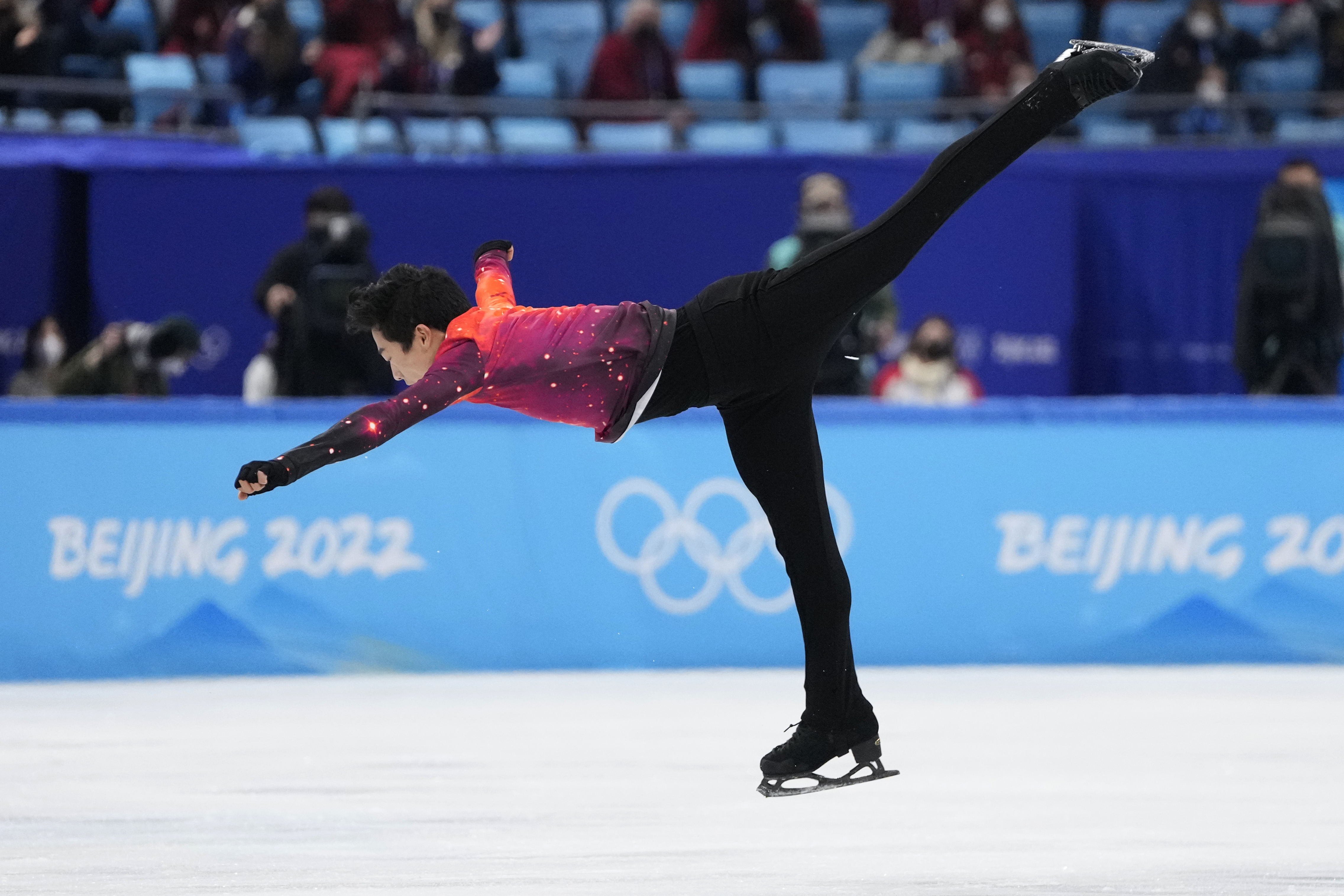 Nathan Chen, of the United States, competes in the men's free skate program during the figure skating event at the 2022 Winter Olympics, Thursday, Feb. 10, 2022, in Beijing.