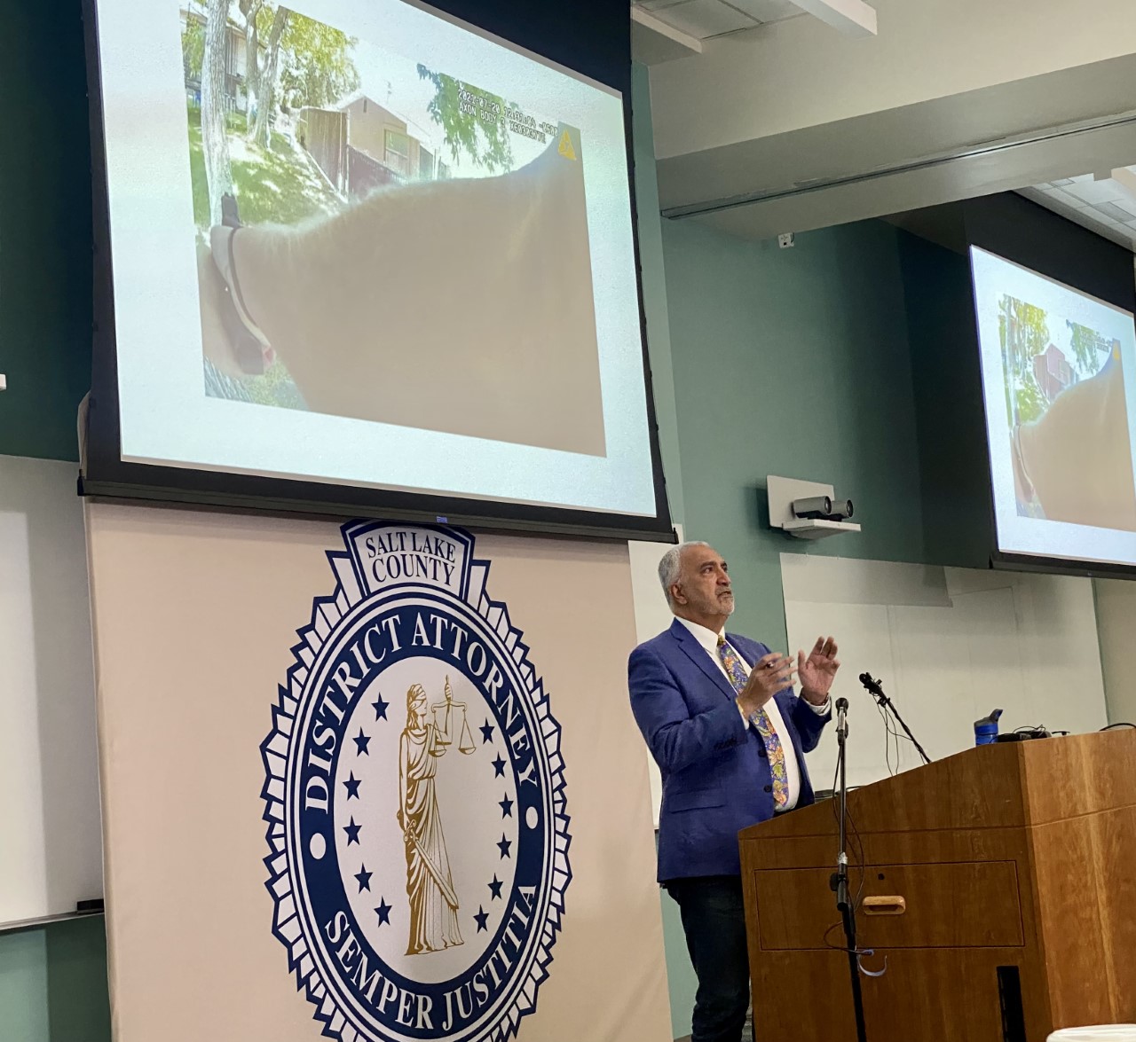 Salt Lake County District Attorney Sim Gill determined a Salt Lake police officer was legally justified in using deadly force against a man who shot at officers in July. Gill showed video from the incident on Friday, explaining that the officer's shot did not hit the man.