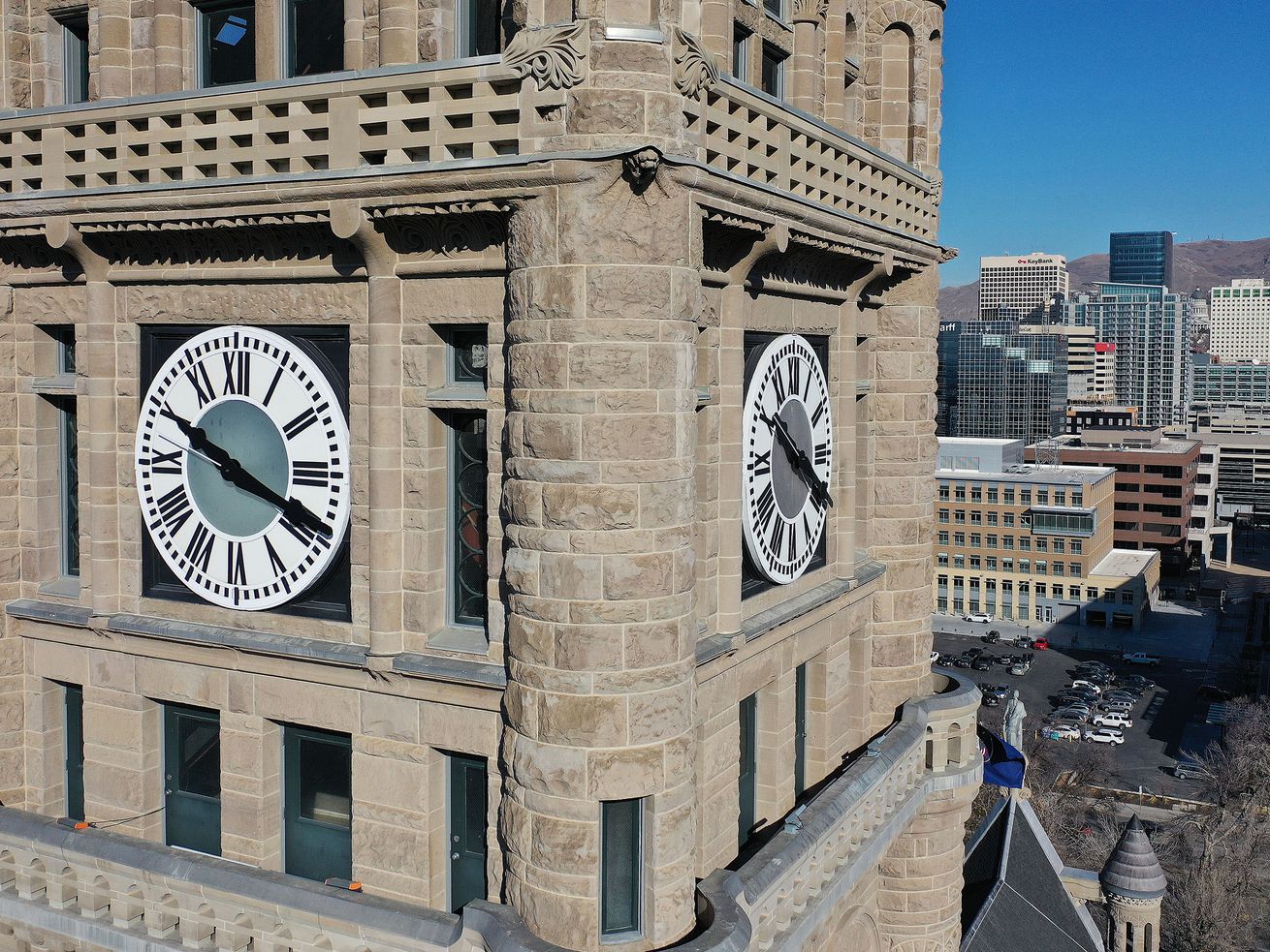 The clock on the Salt Lake City-County Building is pictured on Tuesday. Utahns will continue to adjust their clocks every spring and fall — at least for the foreseeable future — after a bill to abandon the biannual time change tripped up in a Utah Senate committee.