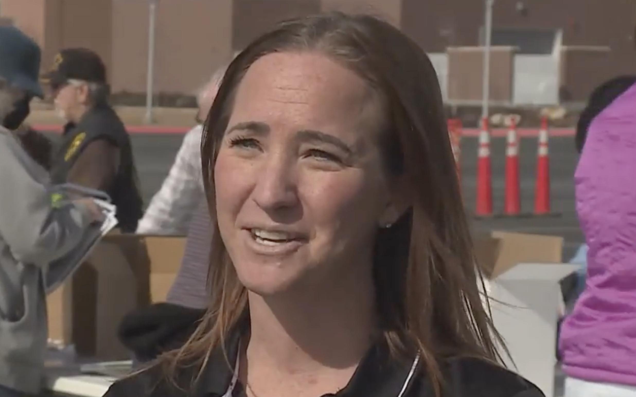 Ashley Warren with the Soldier & Family Assistance Center of the Utah National Guard speaks at a Farmers Feeding Utah event Monday.