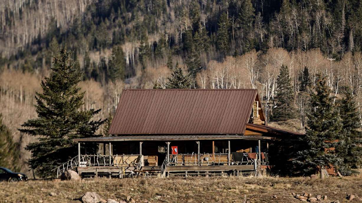 A cabin that belonged to the "Yellowstone” fictional character Rip Wheeler, played by Cole Hauser, at Thousands Peaks
Ranch is pictured in Summit County, on Dec. 2, 2021.