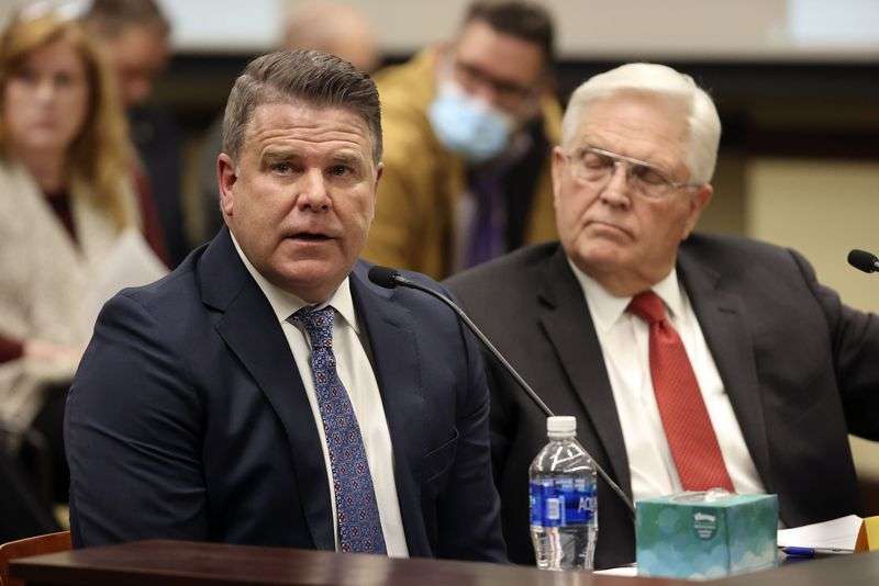 Retired Judge Kevin Allen speaks in support of HB0147
Death Penalty Modifications during a House Law Enforcement and
Criminal Justice Standing Committee in the House Building in Salt
Lake City on Monday, Feb. 14, 2022.