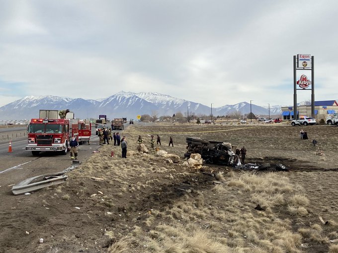 One person was killed in a fiery rollover crash on I-15 near Payson on Tuesday.