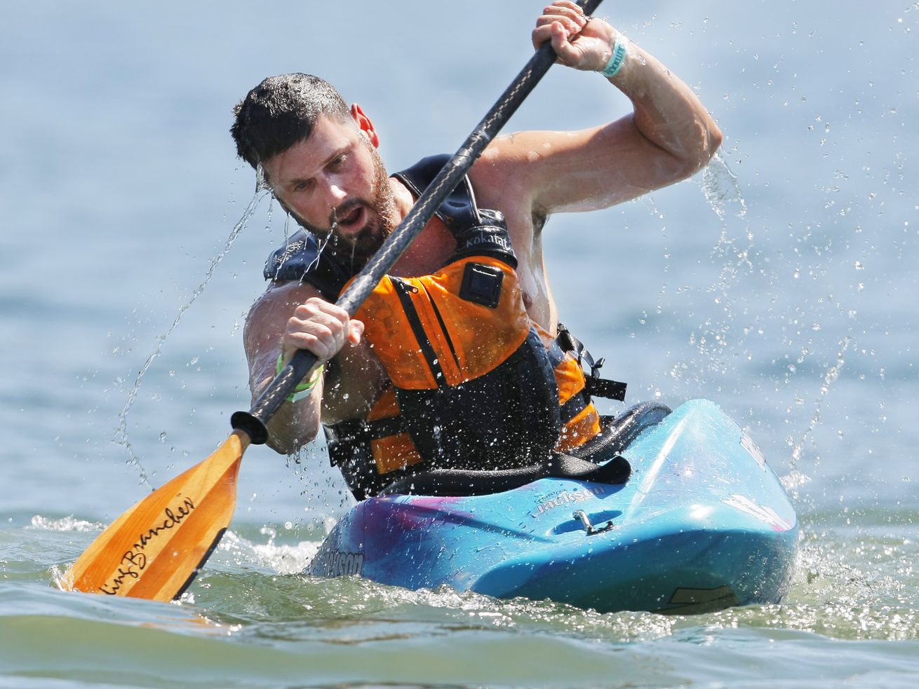Brent Long gets in some kayak time at the Outdoor Retailers Demo Day Aug. 4, 2015, on Pineview Reservoir in Huntsville, Weber County.