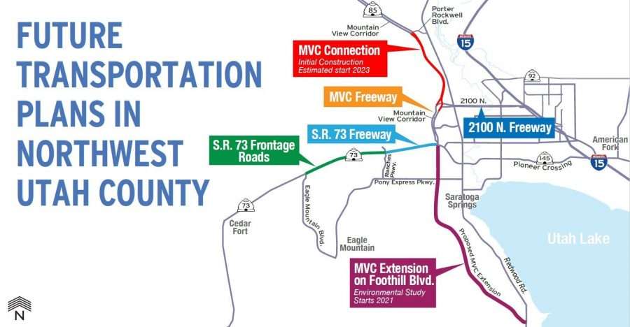 This graphic shows transportation plans for part of Utah County.
