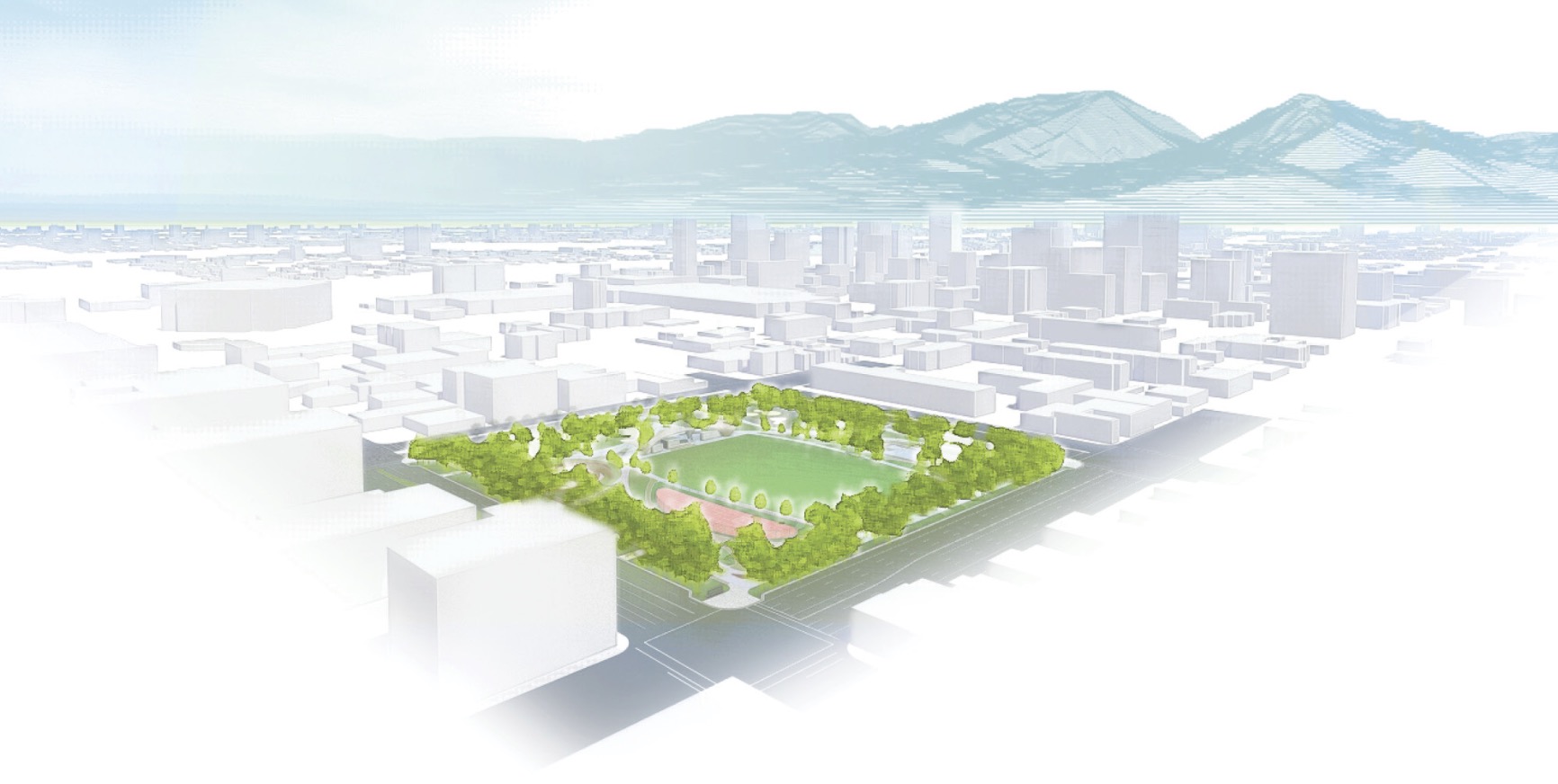 An artist rendering of what the proposed Pioneer Park redesign will look like within downtown Salt Lake City. The project is expected to cost about $20 million.