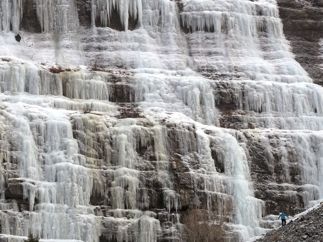 Ice climbers check out frozen waterfalls near Bridal
Veil Falls in Provo Canyon on Dec. 11, 2020. A committee of lawmakers unanimously endorsed a resolution that would designate Bridal Veil as a state monument.