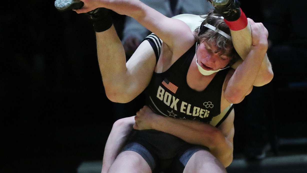 Bridger Ricks of Box Elder beats Heath Clyde of Wasatch during 5A boys 120-pound wrestling at Wasatch High in Heber, Feb. 18, 2021. Ricks will go for a fourth-straight state title Thursday in Orem.