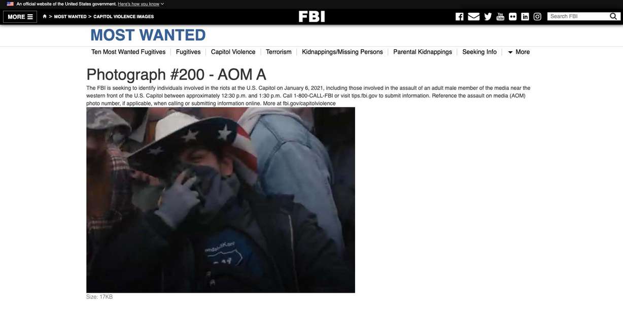 In this screenshot from the FBI's website, a man at the Jan. 6, 2021, riot at the U.S. Capitol is depicted as photograph 200. Is he a Salt Lake man who fatally stabbed another man in Liberty Park six months later?