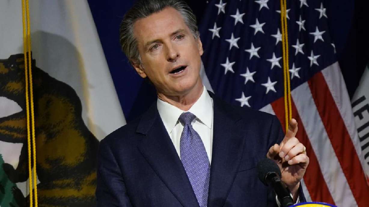 California Gov. Gavin Newsom speaks during a news conference in Sacramento, Calif., on Jan. 10. On Friday, Gov. Newsom announced legislation aimed at letting private citizens file lawsuits to enforce a ban on assault weapons.