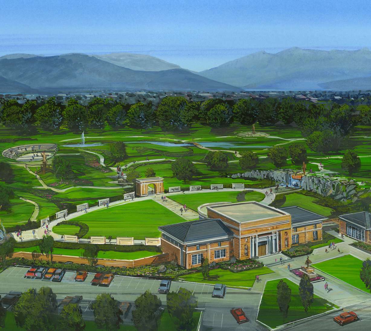 An artistic rendering of a sculpture garden park that Steven Neal is working on creating in Heber Valley. The park will feature religious and patriotic sculptures.