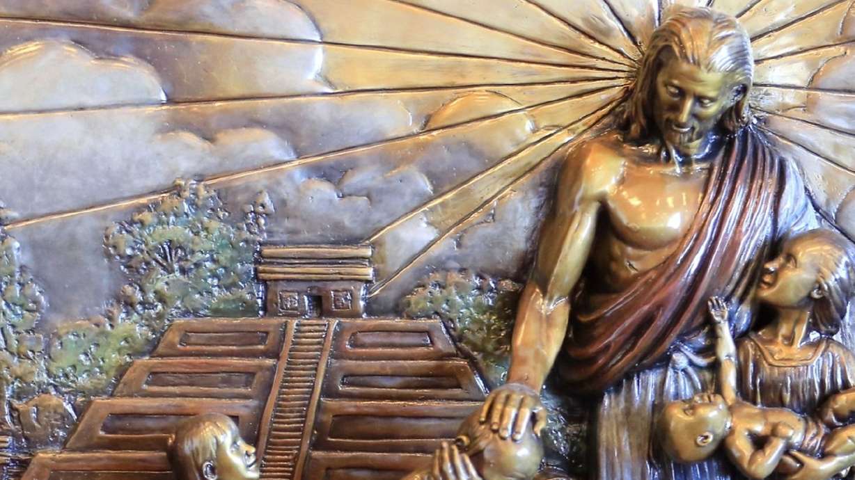 A sculpture depicting Christ visiting America made for the Christ in America Garden. This summer, some sculptures for the Heber Valley garden will be shown in Provo and a benefit concert will be held for Monument of the Americas, the nonprofit building the park.