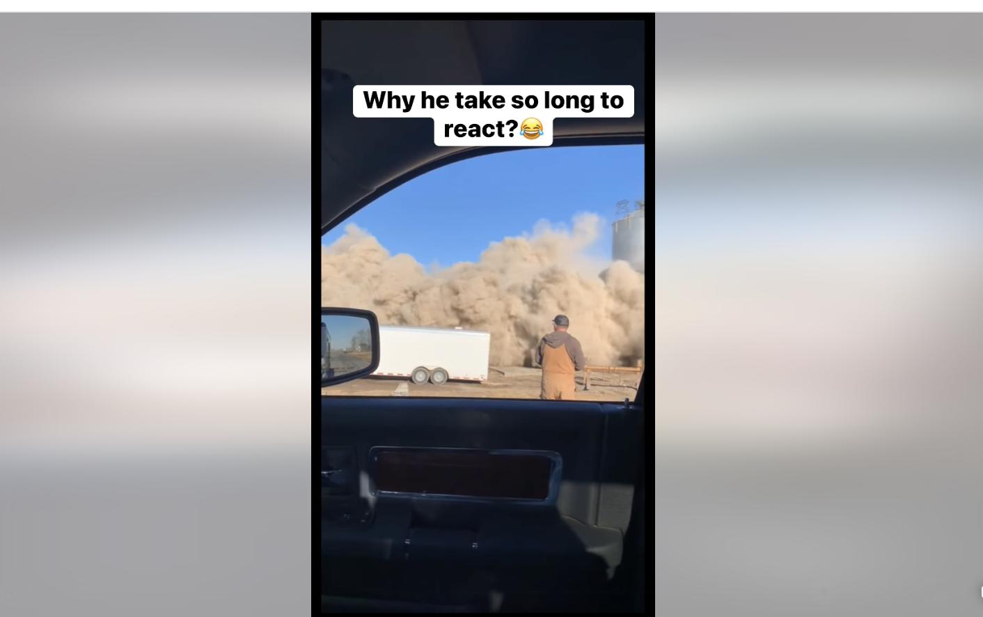 Spectators watch the demolition of a building in North Dakota in this Run! reel posted on Facebook.