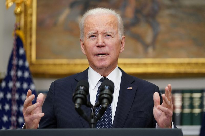 President Joe Biden delivers remarks on his administration's efforts to pursue deterrence and diplomacy in response to Russia’s military buildup on the border of Ukraine, from the White House in Washington, Friday.