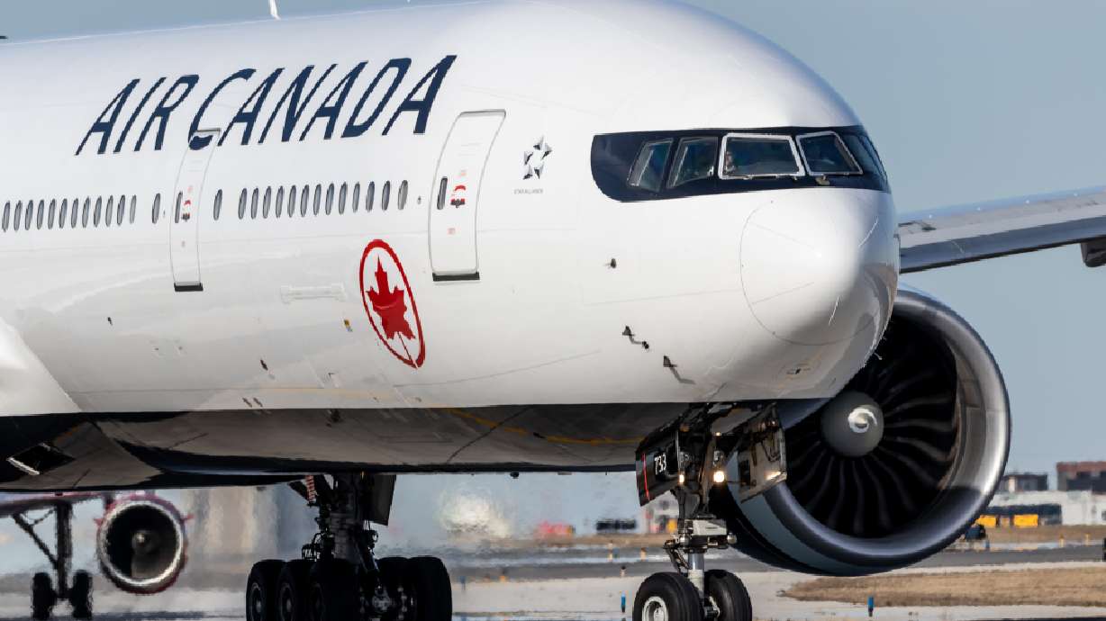 An Air Canada Boeing 777-3 lines up for takeoff at Toronto Pearson International Airport on April 4, 2019. The airline announced last week it's suspending service between Toronto and Salt Lake City later this year.