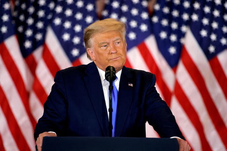 Former President Donald Trump speaks in the East Room of the White House in Washington, Nov. 4, 2020. The U.S. Supreme Court on Tuesday brought a formal end to Trump's request to block the release of White House records sought by the Democratic-led congressional panel.
