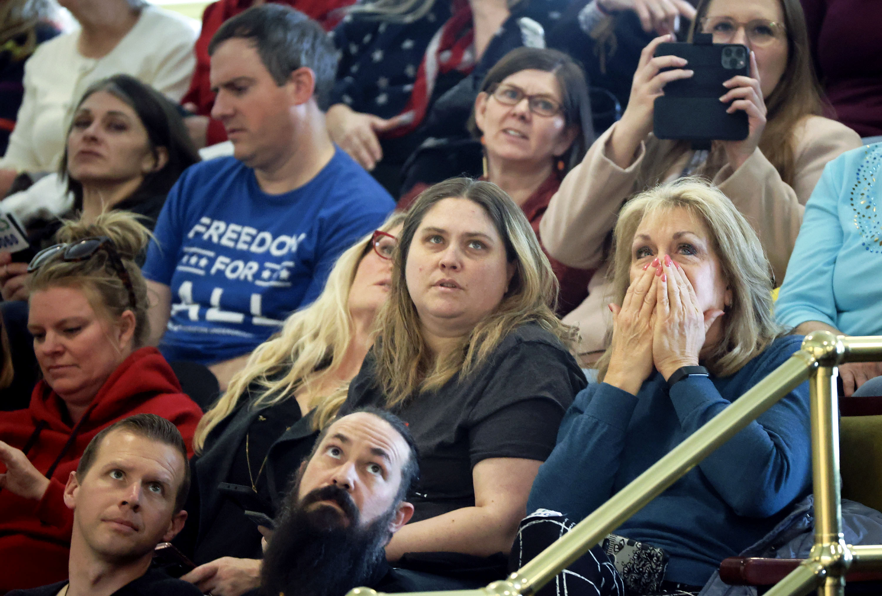 People watch as votes are counted for HB60 in the House chamber gallery at the Capitol in Salt Lake City on Tuesday. The bill would prohibit governments or employers from requiring vaccine passports.