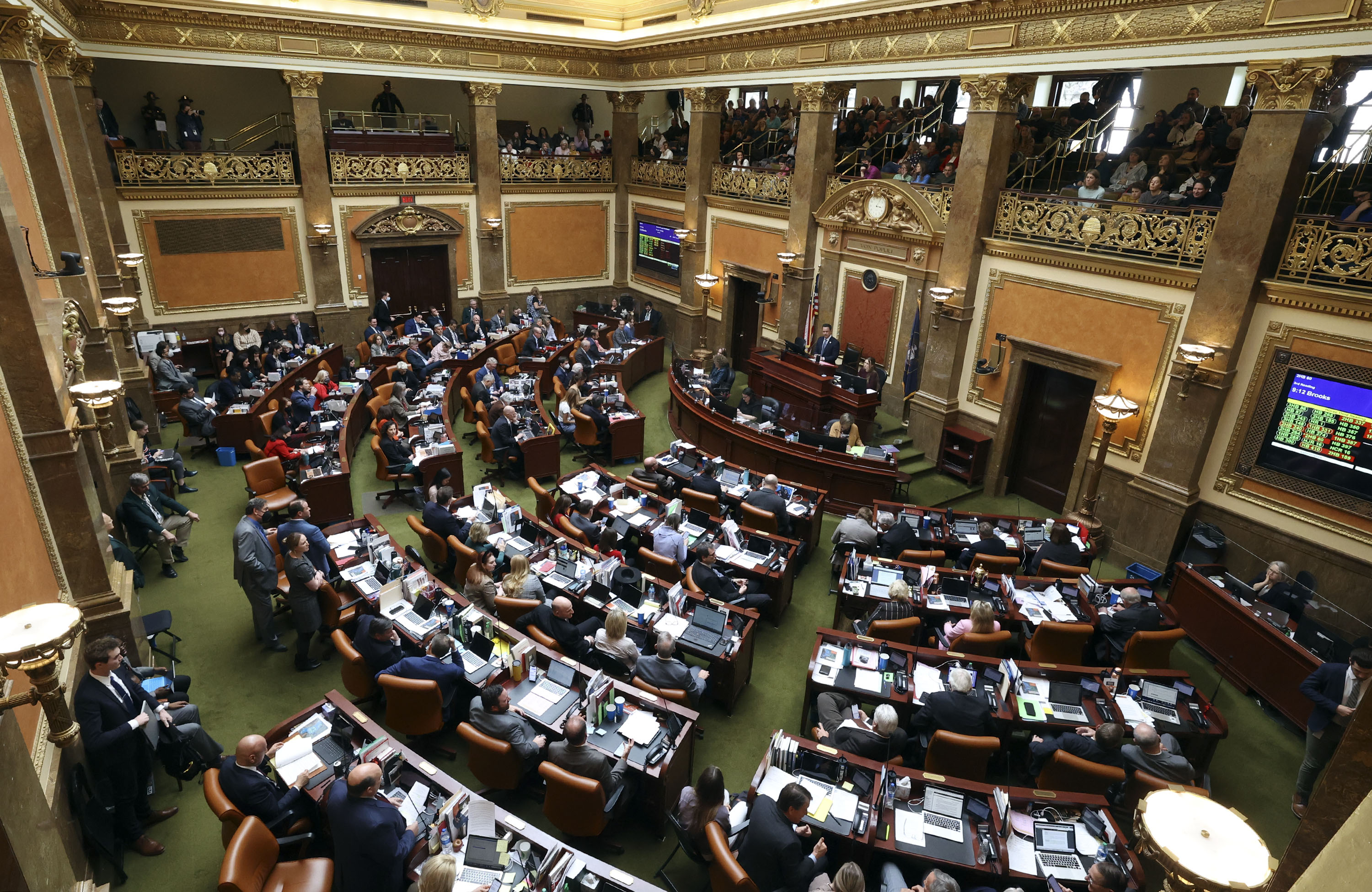 Rep. Walt Brooks, R-St. George, talks about HB60, which he is sponsoring, in the House chamber at the Capitol in Salt Lake City on Tuesday. The bill would prohibit governments or employers from requiring vaccine passports.