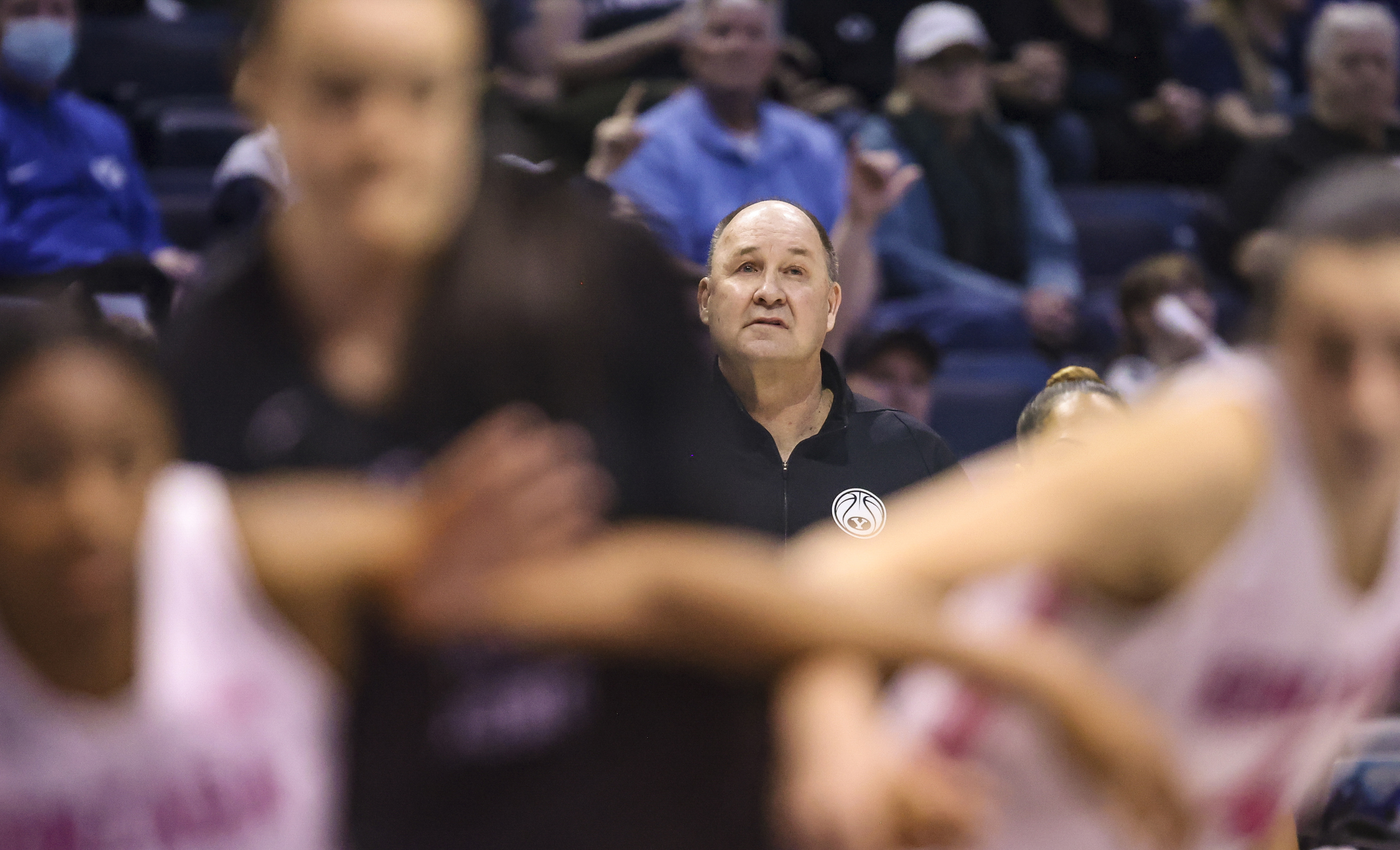 BYU Cougars head coach Jeff Judkins is pictured during a West Coast Conference game against the Gonzaga Bulldogs at the Marriott Center in Provo on Saturday, Feb. 19, 2022.