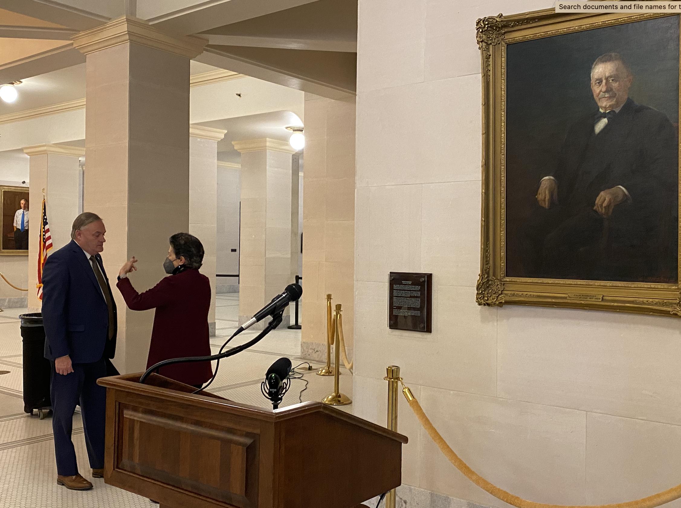 Sen. Curtis Bramble, R-Provo, and former state lawmaker Patrice Arent discuss HCR15, a concurrent resolution condemning anti-Semitism in Utah, ahead of a House vote Wednesday. The resolution ultimately passed the House with a unanimous vote.