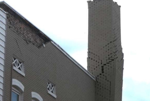 A photo of the exterior damage to the Jackson Apartments in Salt Lake City after an earthquake on March 18, 2020.