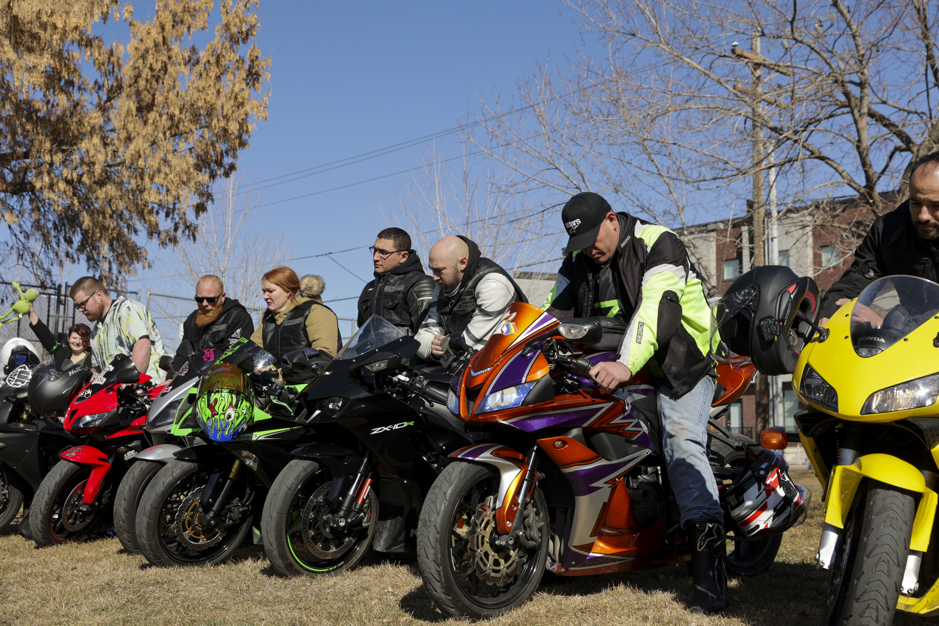 Motorcyclists start their engines Saturday at Hatch Park in North Salt Lake in memory of Greg Workman, who died last week after he was hit and killed by a wrong-way driver on the I-15 freeway.